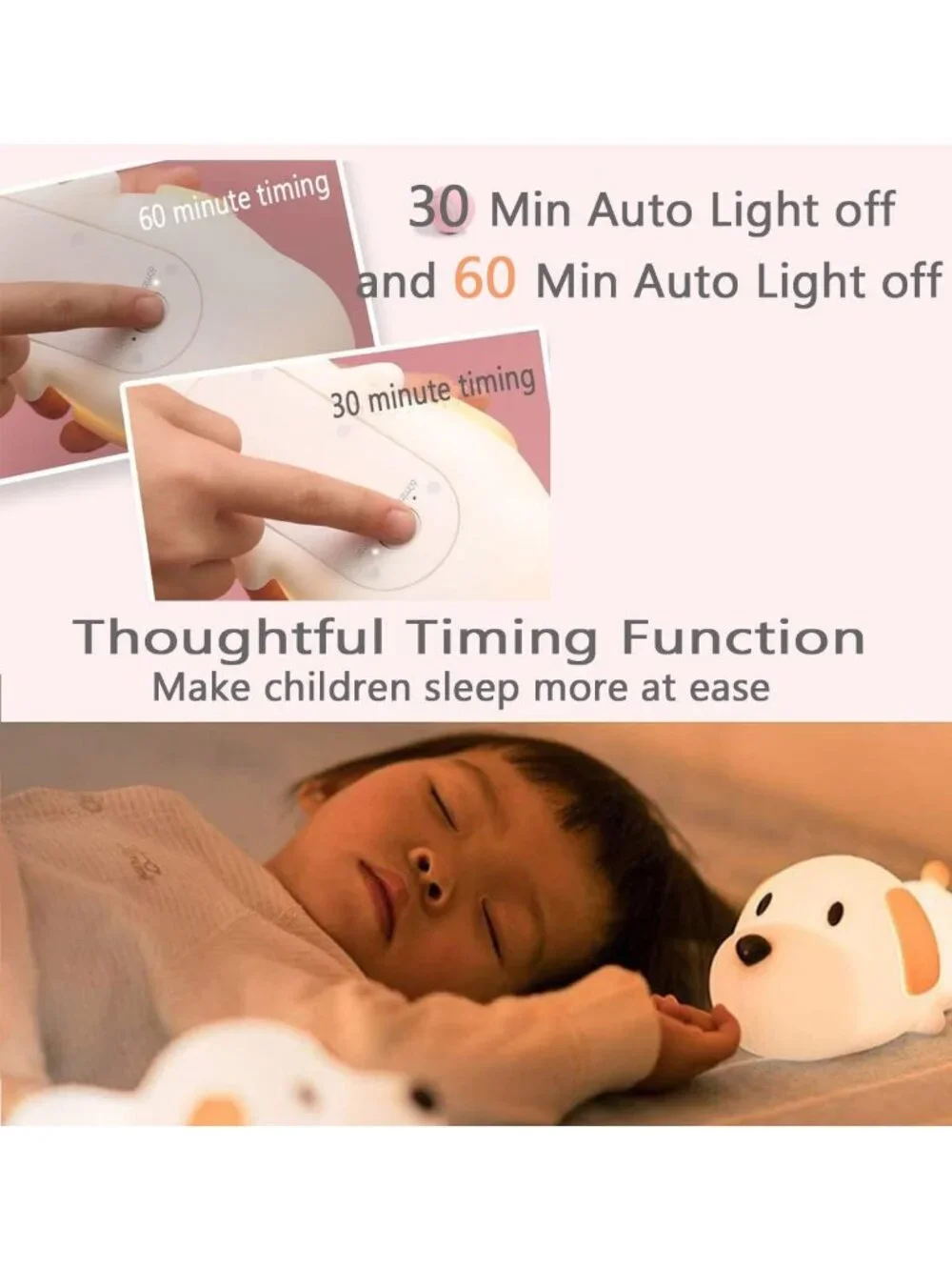 Cute Soft Silicone Dog Night Light - Dimmable Portable Puppy Lamp for Kids'